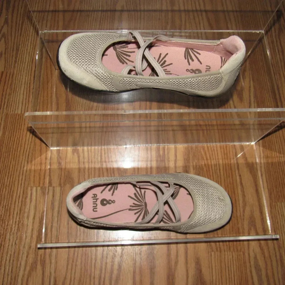 Ahnu Tan Strappy Mary Jane Slip On Flats Shoes 6 - Picture 2 of 5